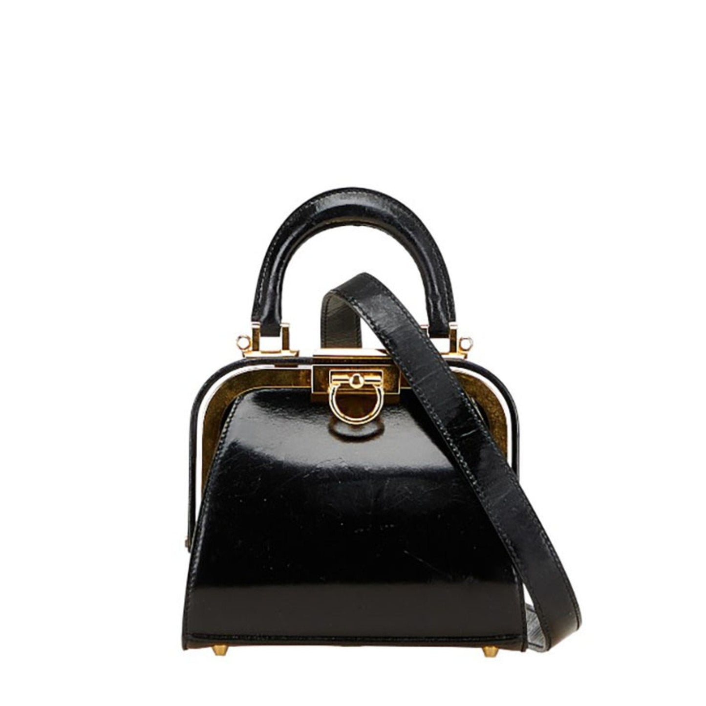 Dior Handbag Christian Shoulder Bag 2 Leather Patent Black
