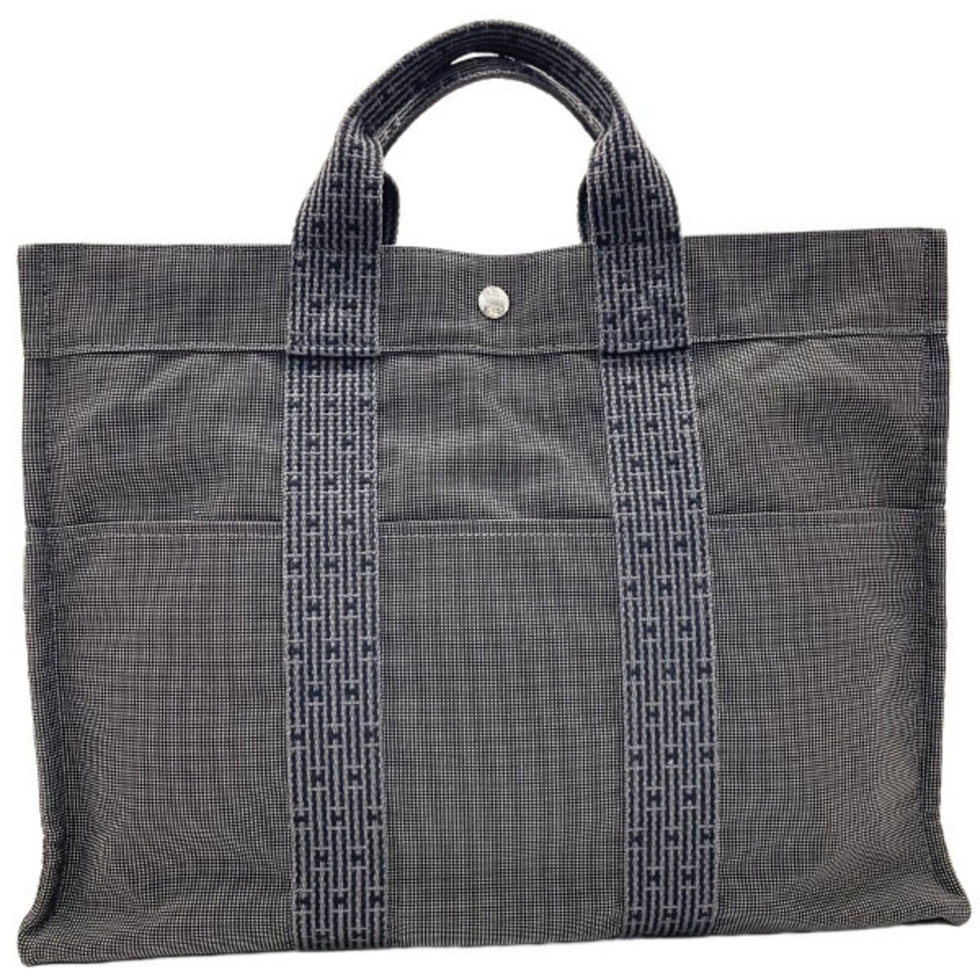 Hermes Tote Bag Canvas Nylon Gray Tote Bag 13