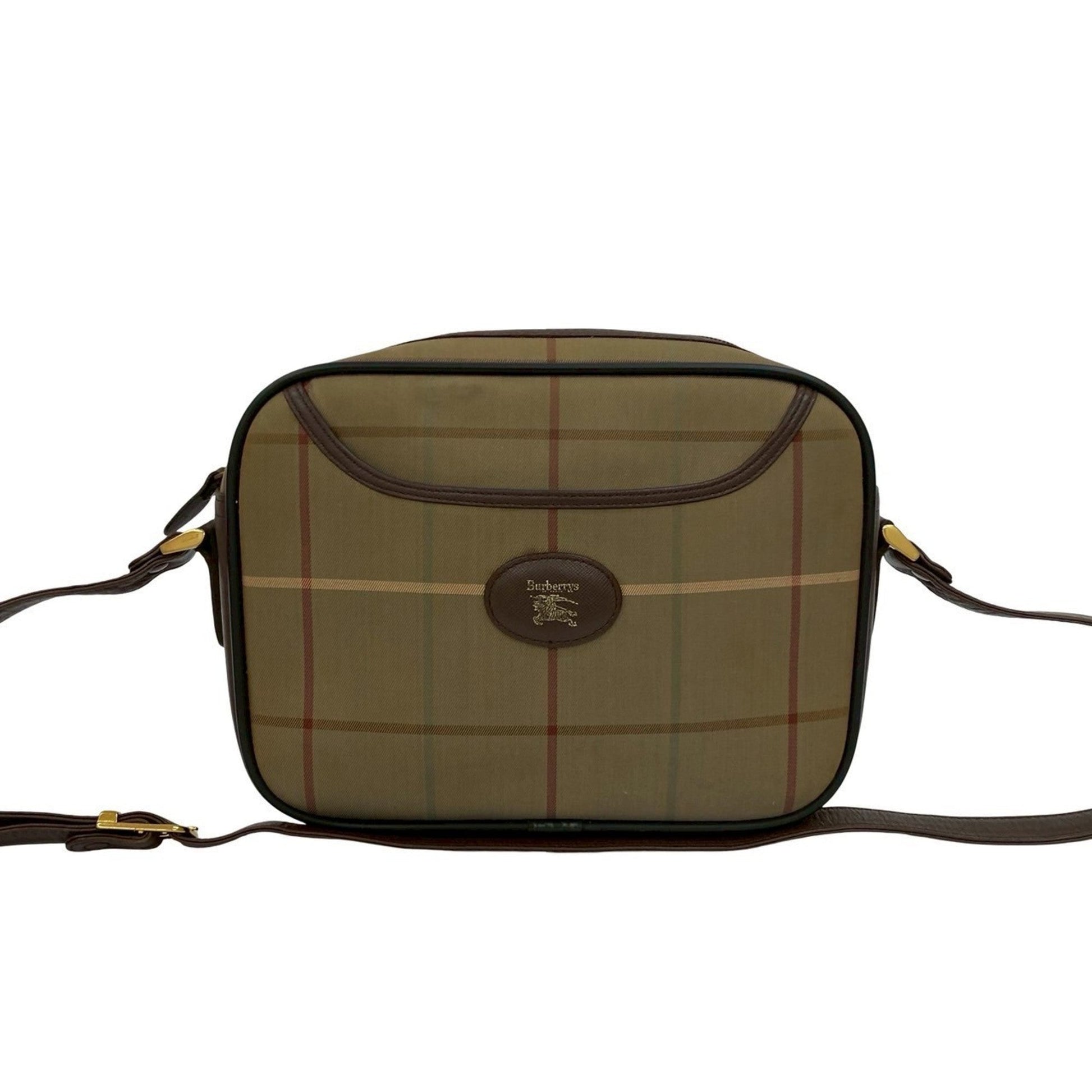Burberry Khaki Shoulder Bag Leather Canvas Brown Shoulder Bag 6