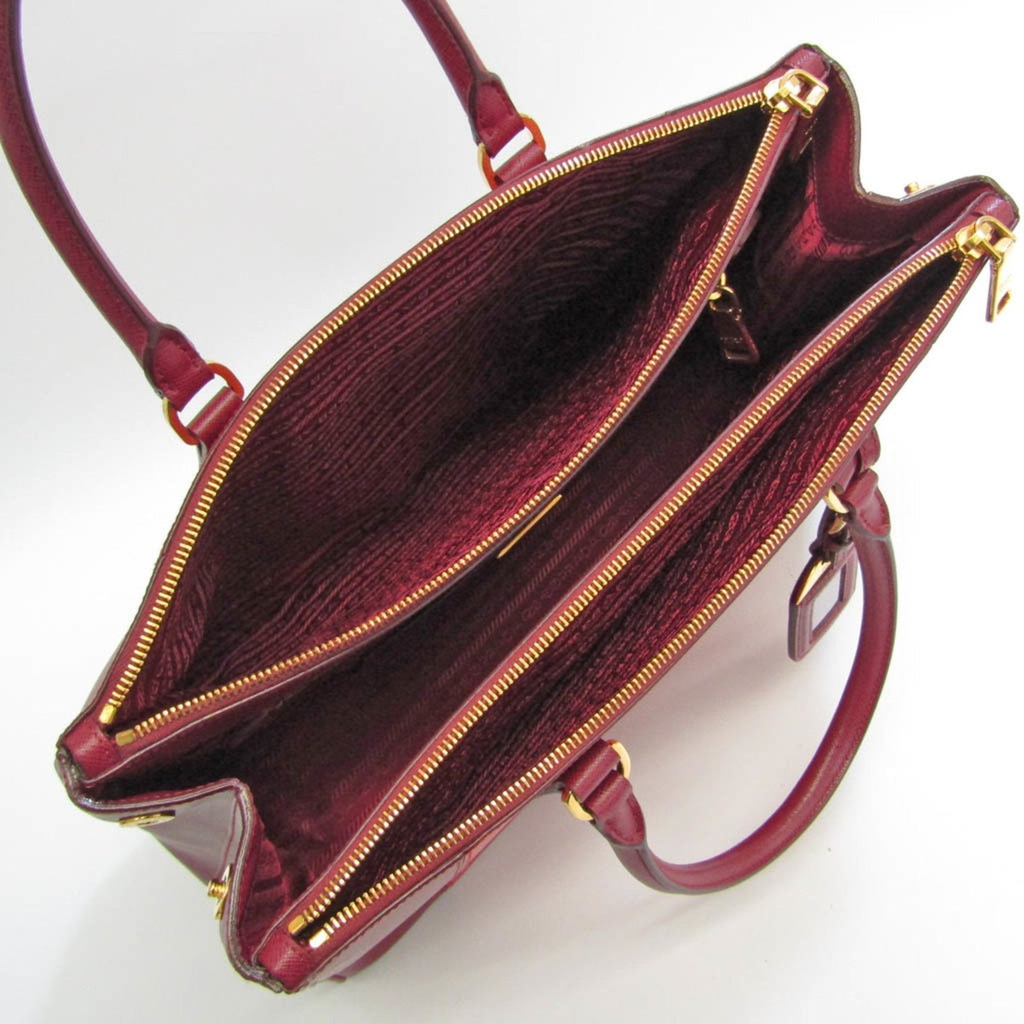 Prada Galleria Women Handbag Bordeaux Color Leather Saffiano Red Travel Bag