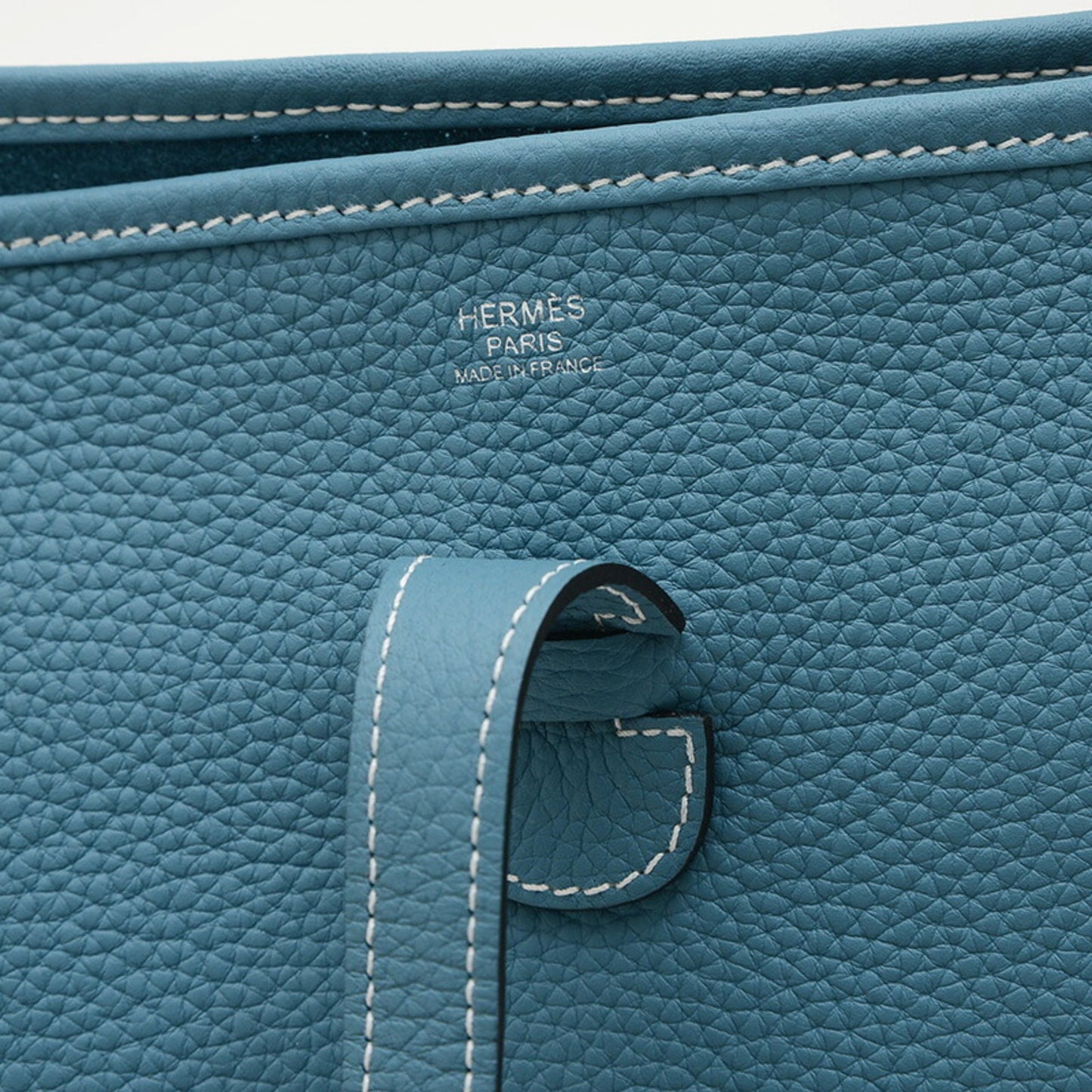 Hermes Taurillon Clemence Shoulder Bag Leather Silver