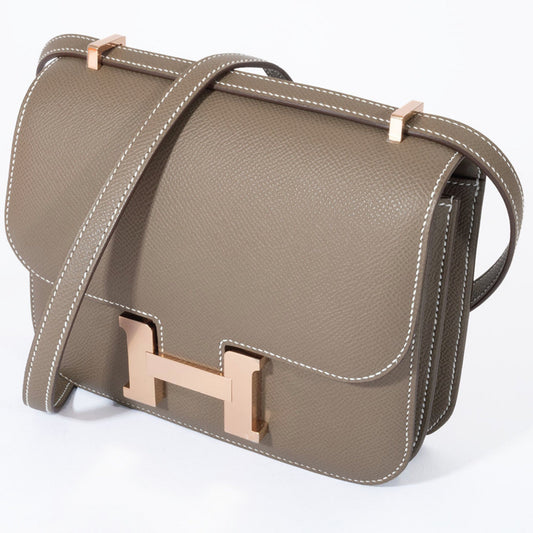 Hermes Constance Etoupe Epsom Shoulder Bag Leather Gray