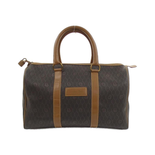 Dior Handbag Christian Coated Boston Bag Canvas Brown