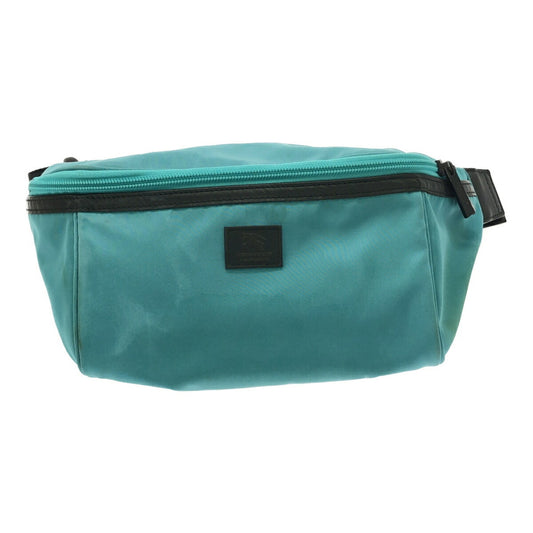 Burberry Label Turquoise Shoulder Bag Leather Nylon Black