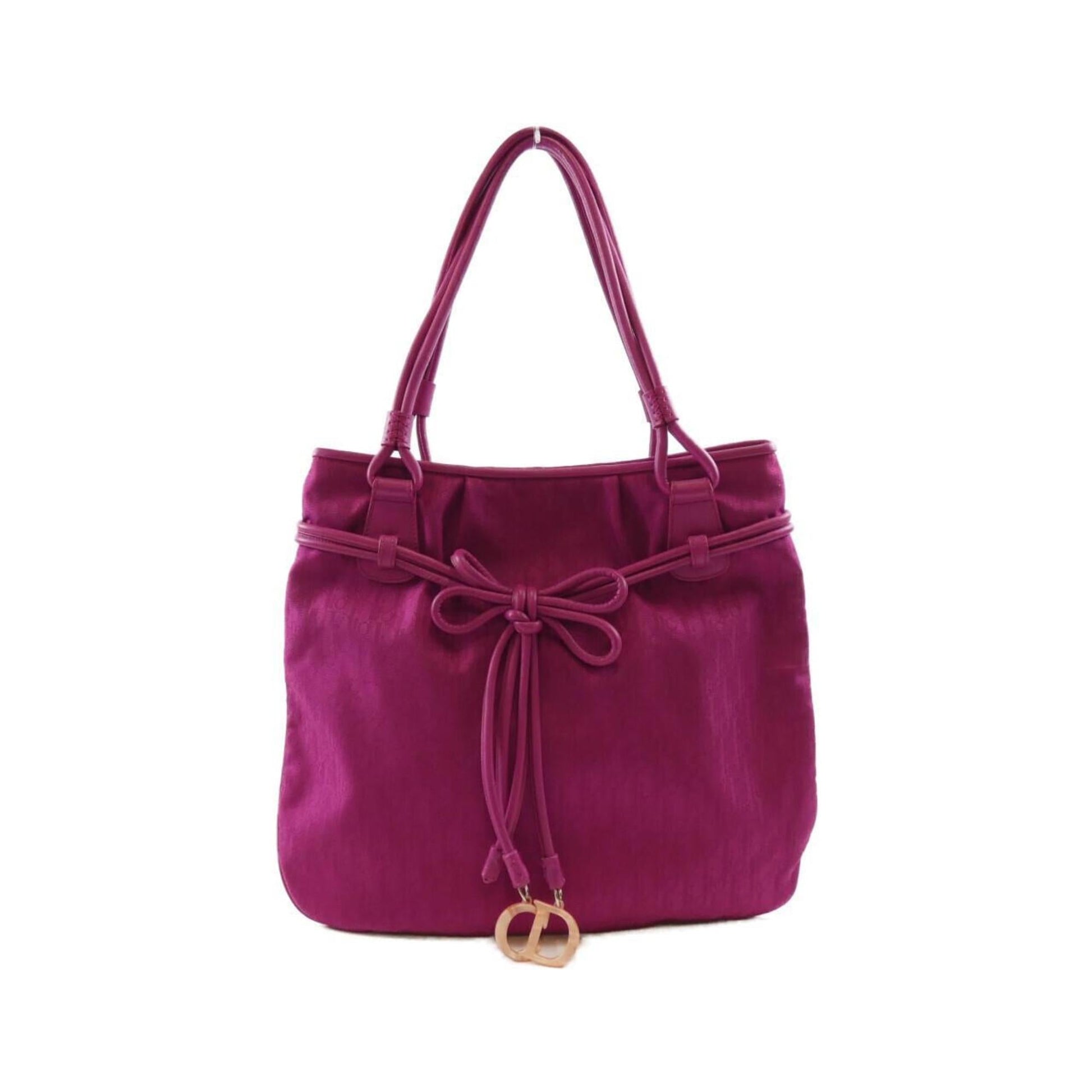 Dior Handbag Christian Canvas Nylon Silver
