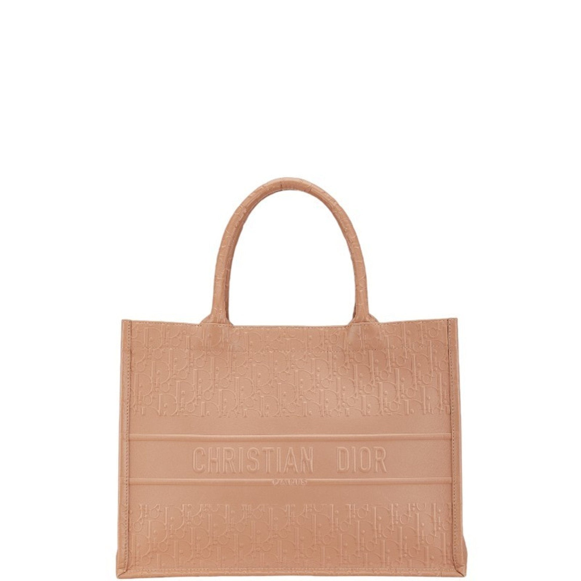 Dior Handbag Christian Tote Bag Leather Beige Pink