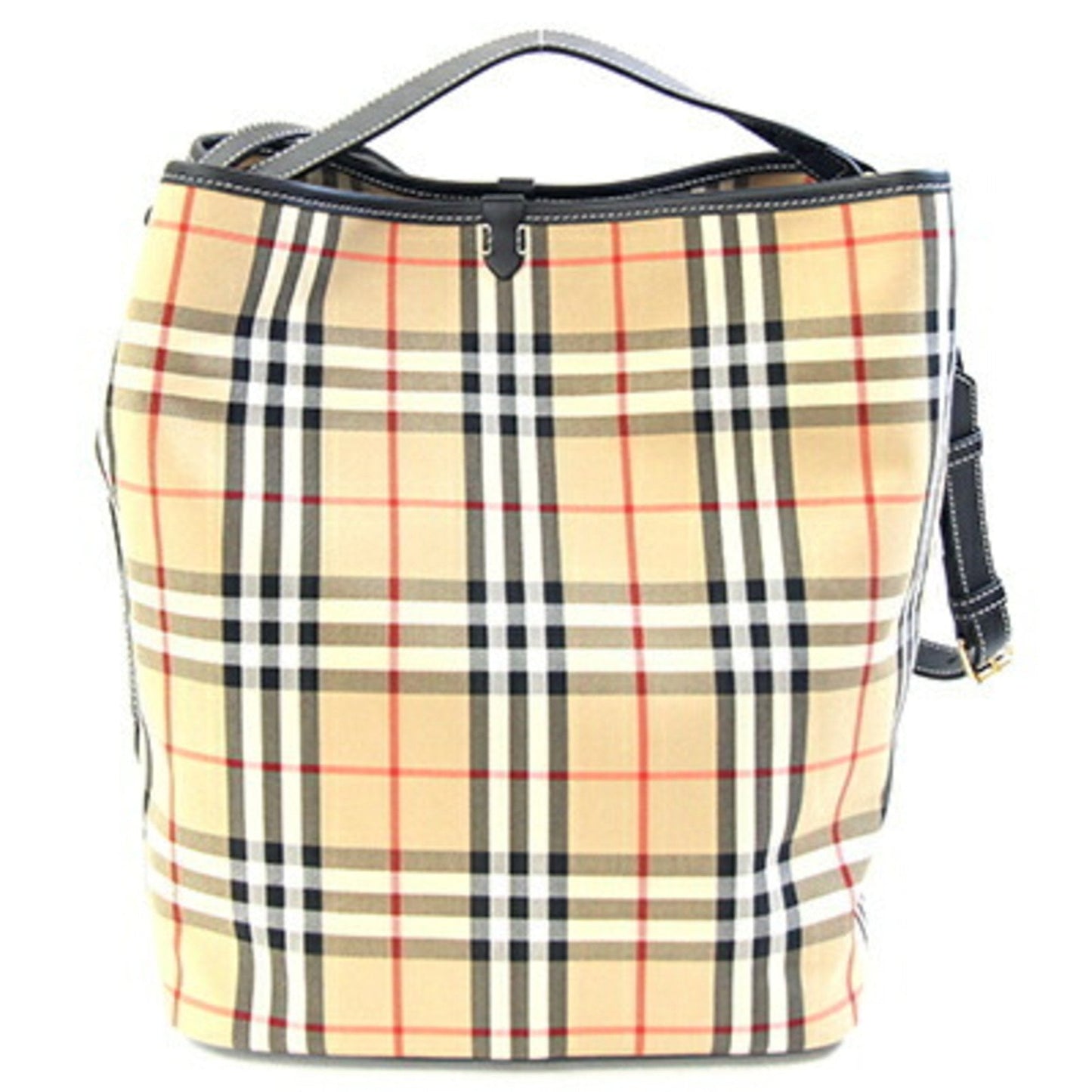 Burberry Shoulder Bag Leather Canvas Black