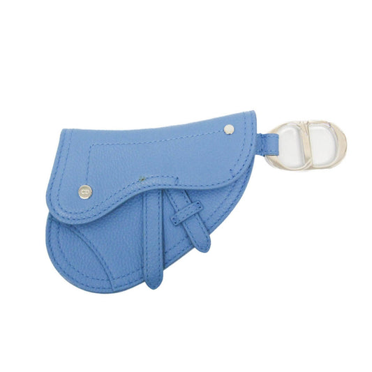 Dior Handbag Christian Pouch Leather Blue Satchel Bag