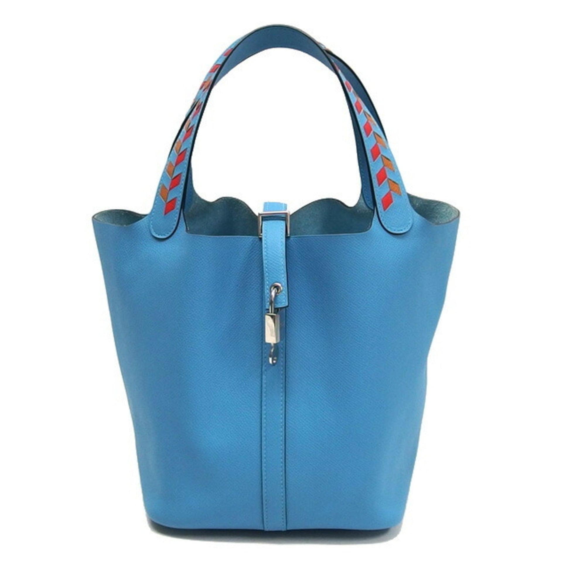 Hermes Picotin Light Epsom Handbag Tote Bag Leather Blue