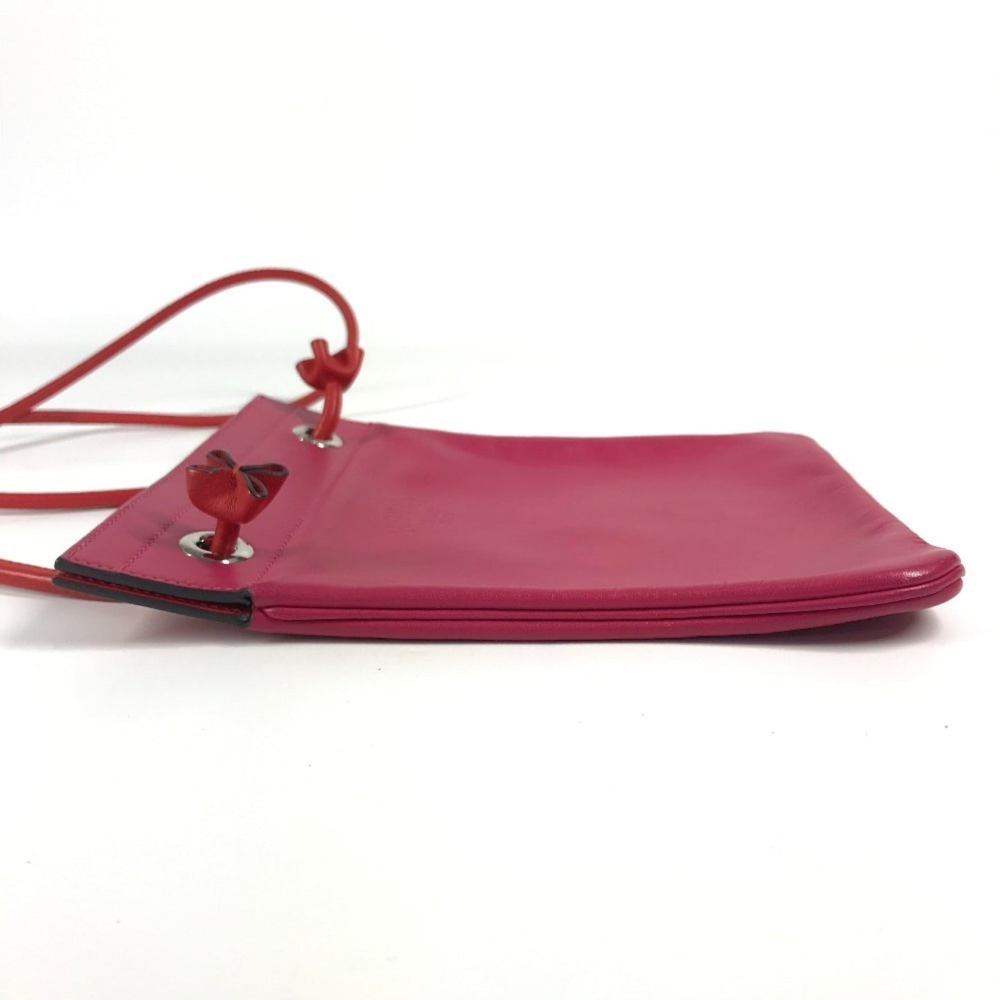 Hermes Color Pochette Shoulder Bag Leather Red Pink