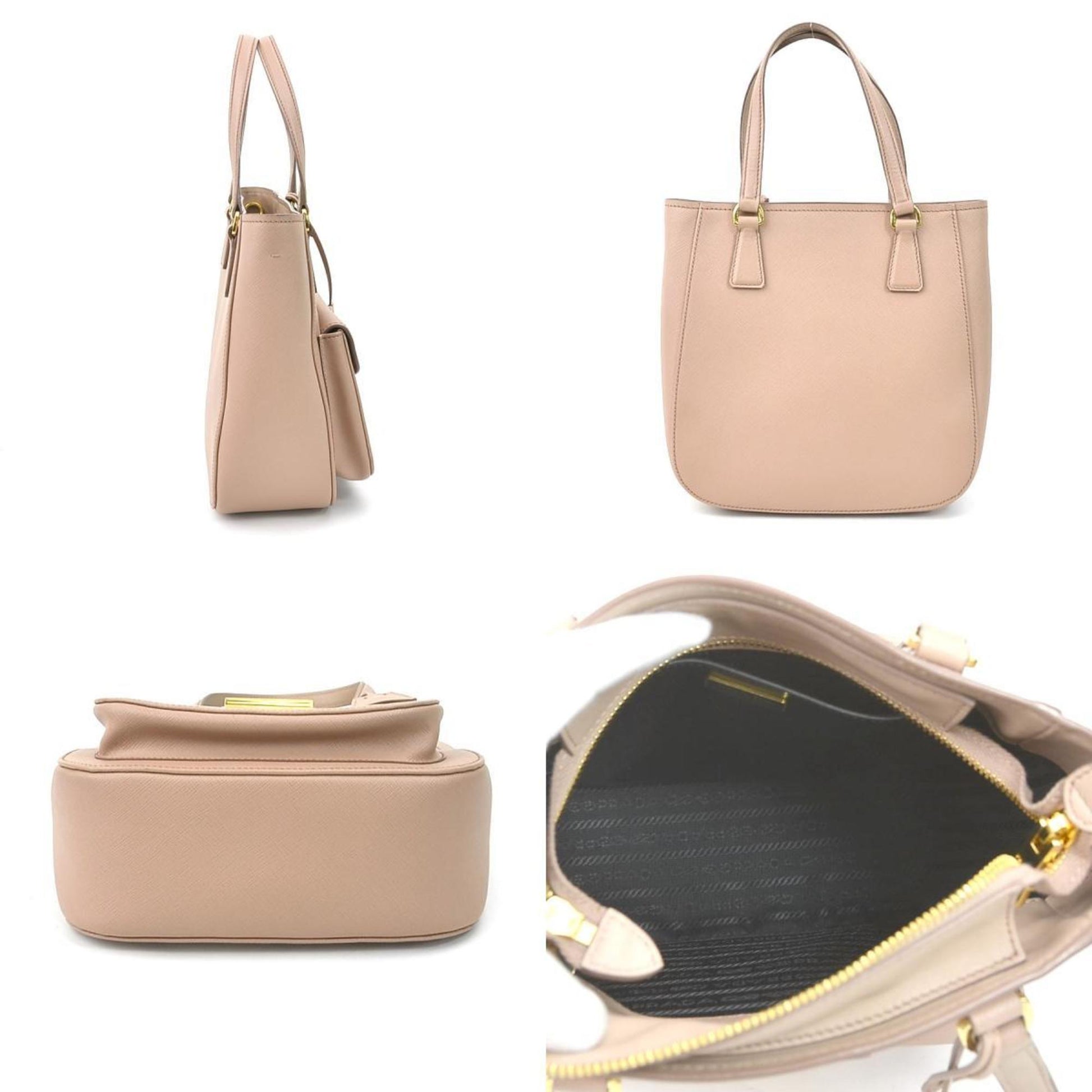 Prada Handbag Crossbody Shoulder Bag Ladies Leather Beige Pink