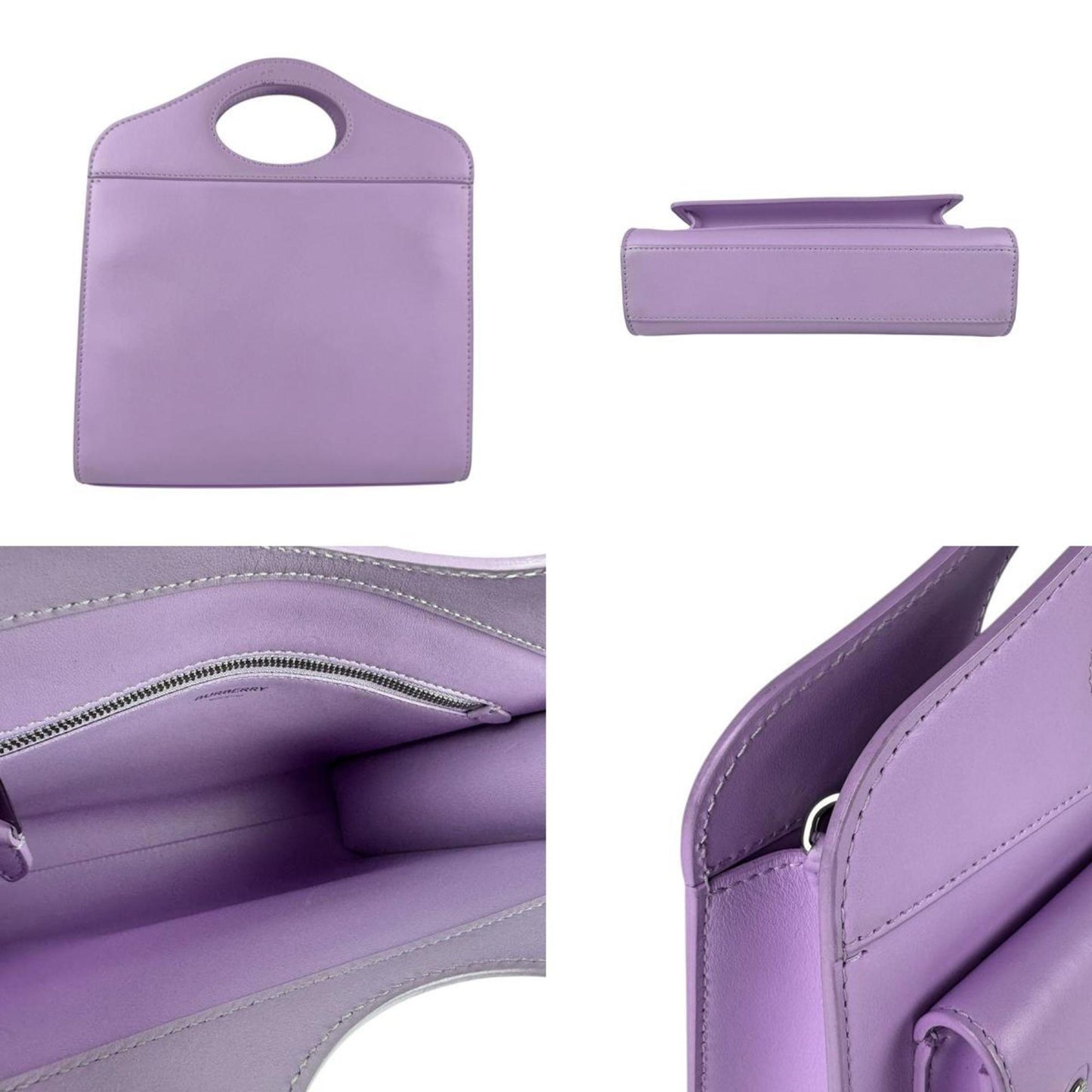 Burberry Handbag Shoulder Bag Leather Purple