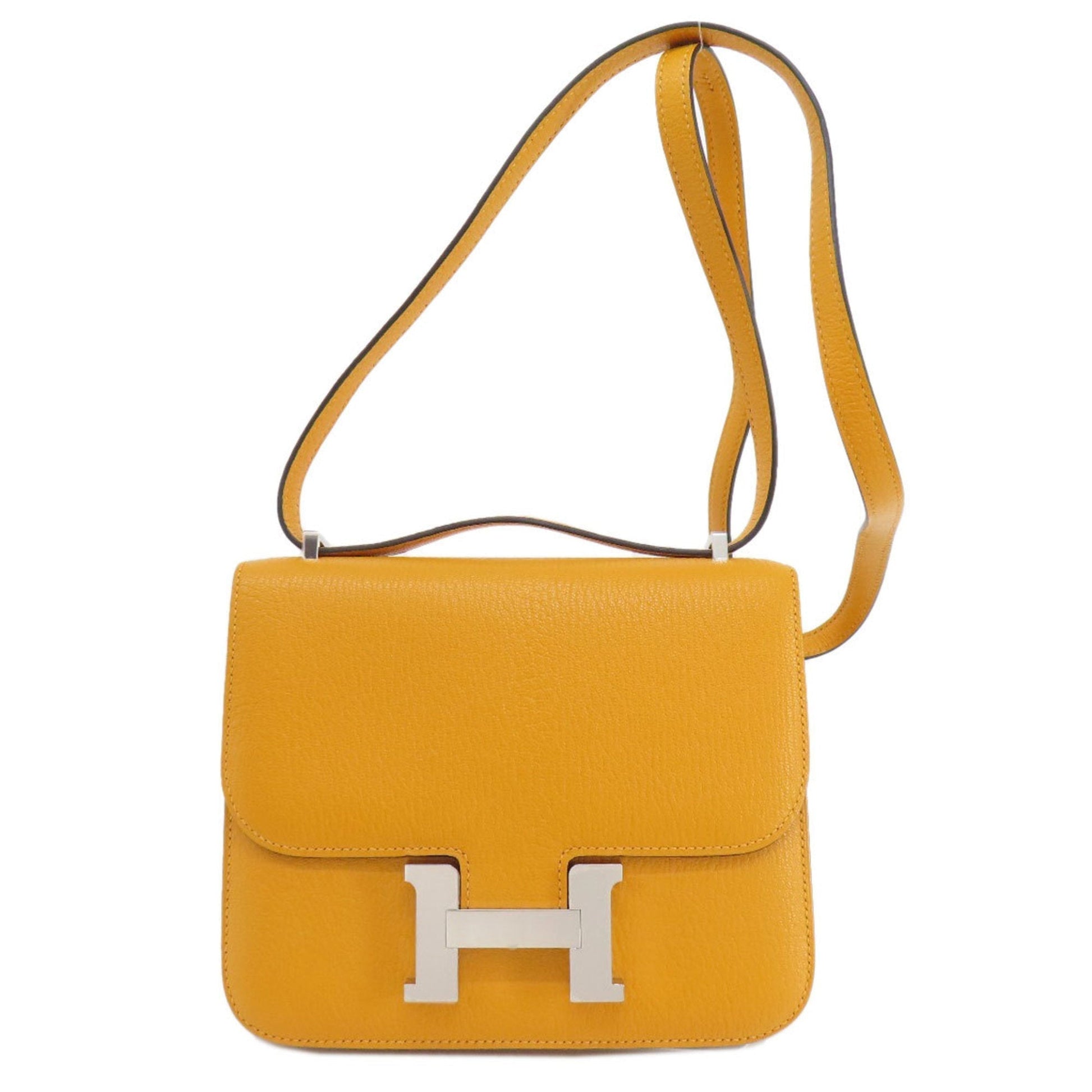 Hermes Moutarde Chevre Shoulder Bag Leather