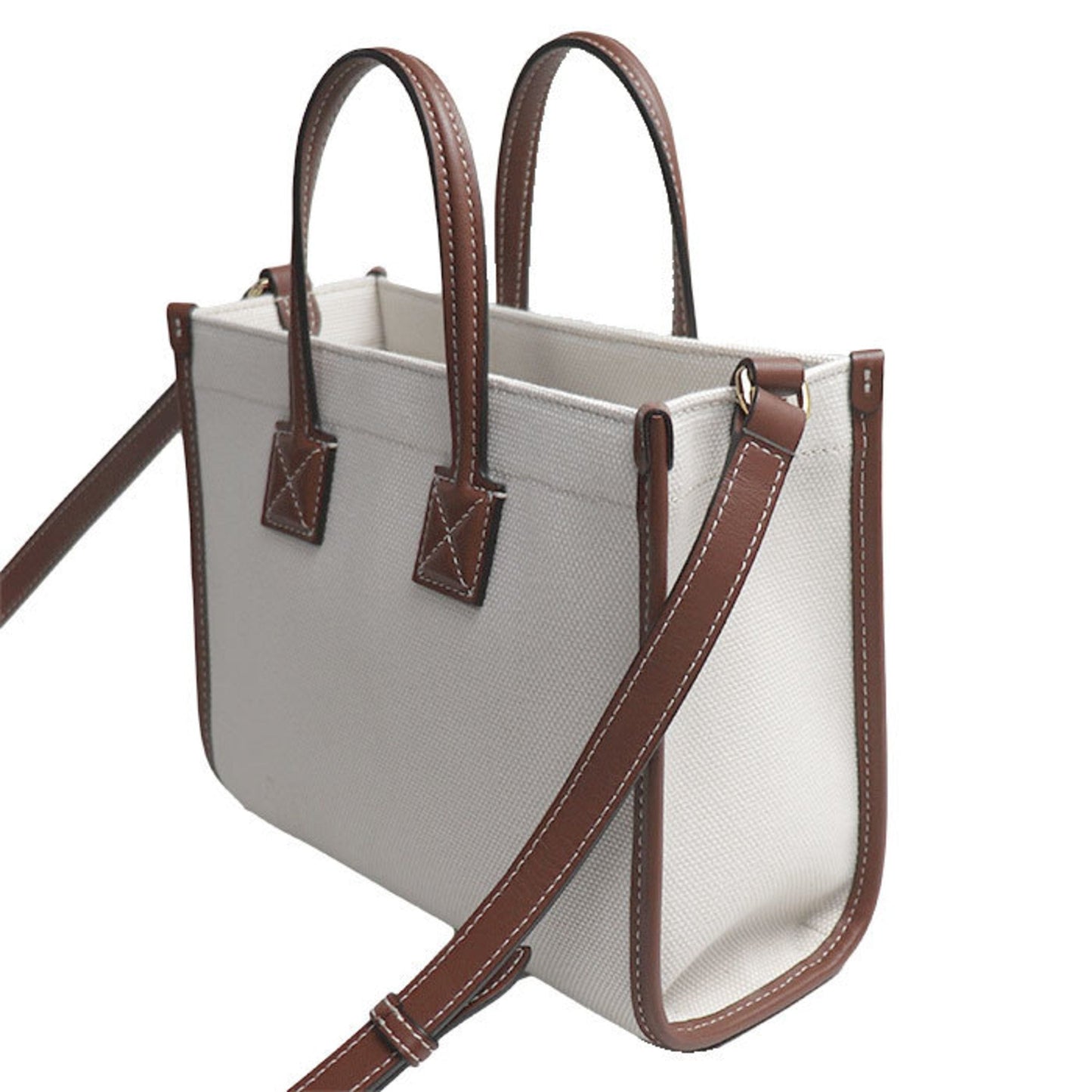 Burberry Shoulder Bag Leather Canvas Brown Leather Shoulder Bag