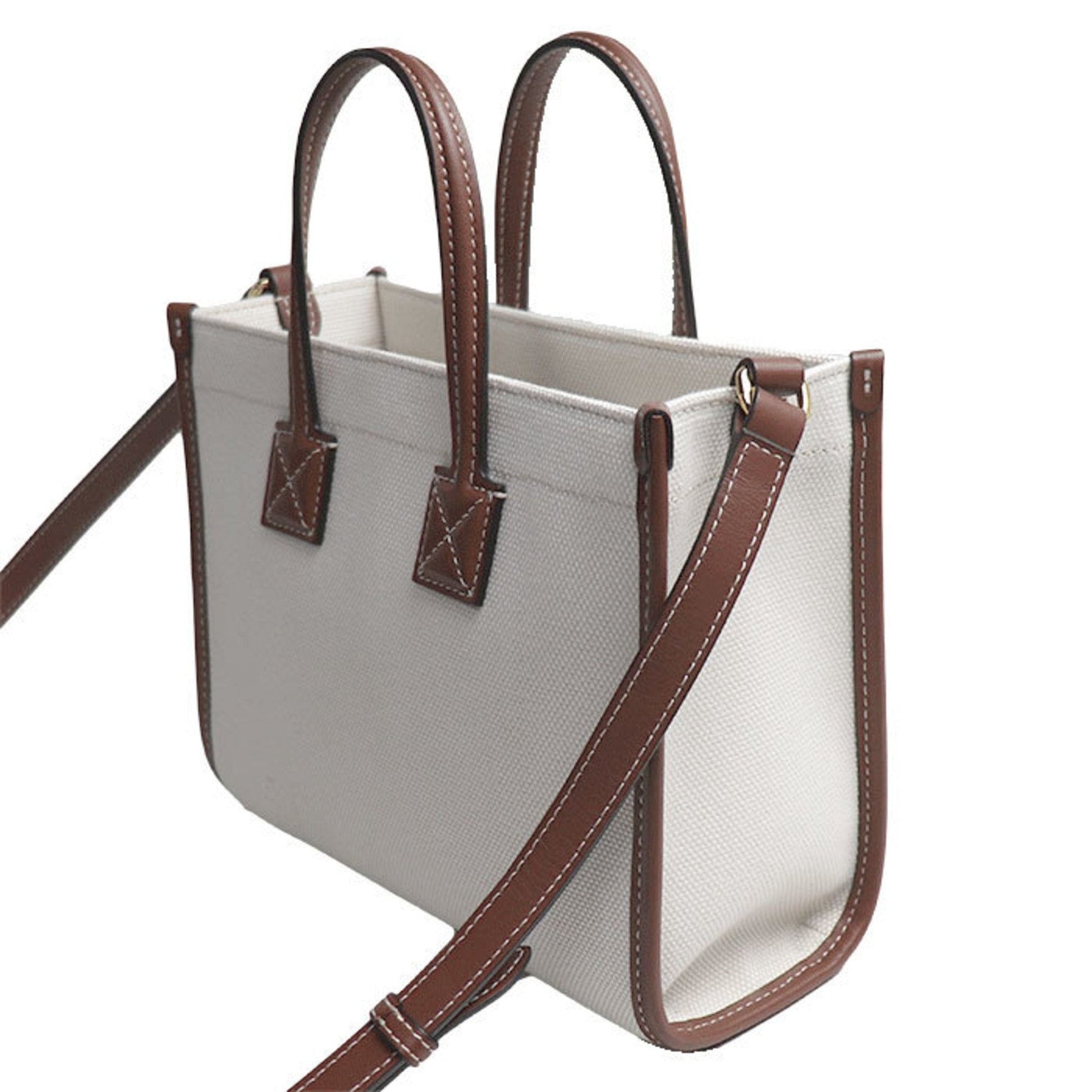 Burberry Shoulder Bag Leather Canvas Brown Leather Shoulder Bag