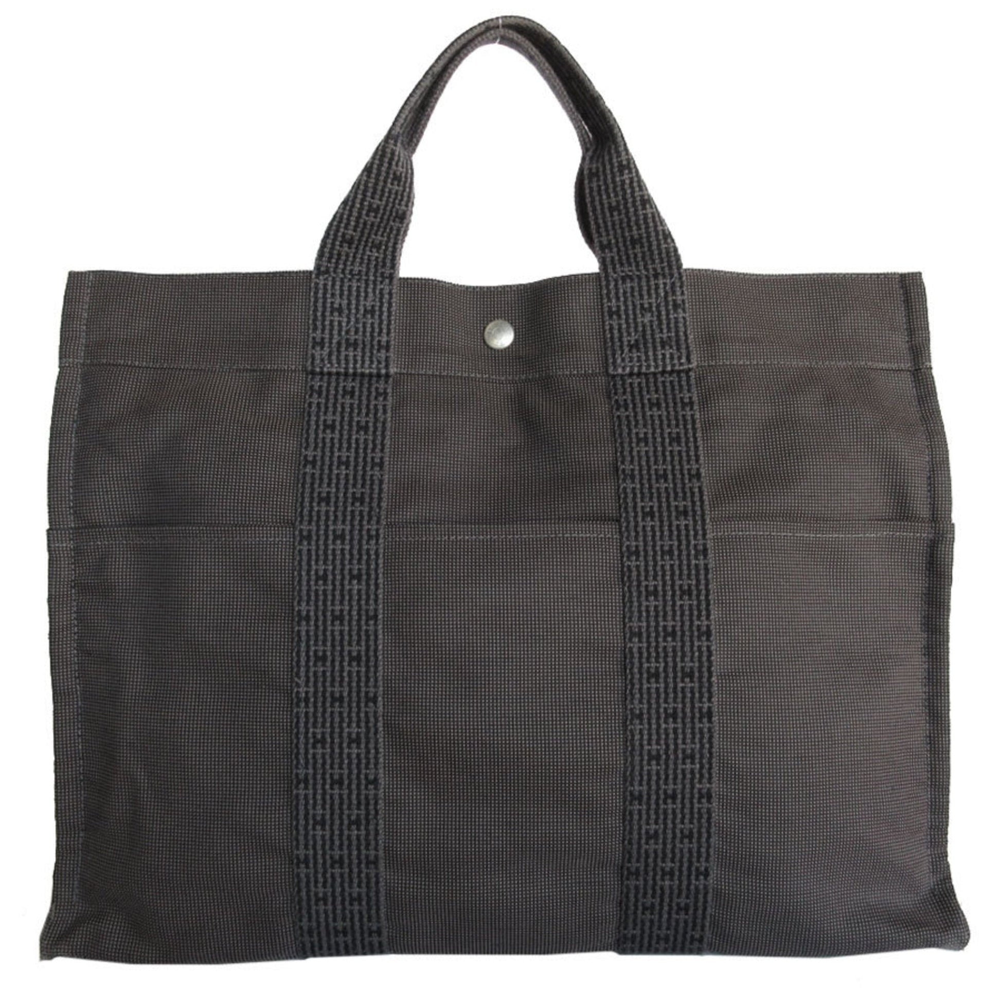 Hermes Dark Handbag Tote Bag Canvas Gray Handbag Tote Bag