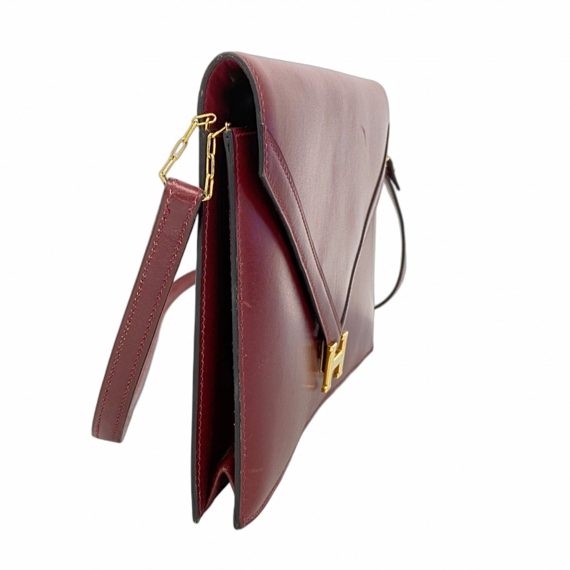 Hermes Rouge Box Calf Shoulder Bag Leather Calf Leather