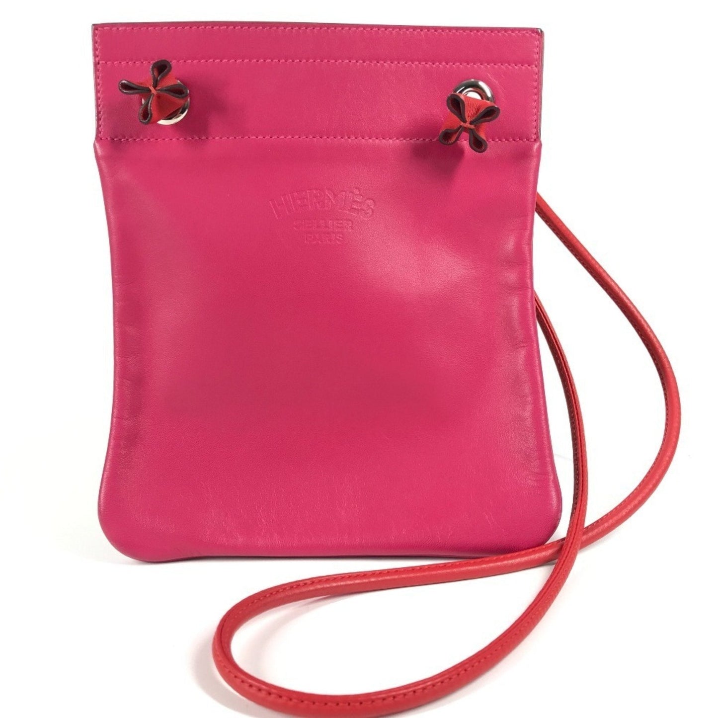 Hermes Color Pochette Shoulder Bag Leather Red Pink