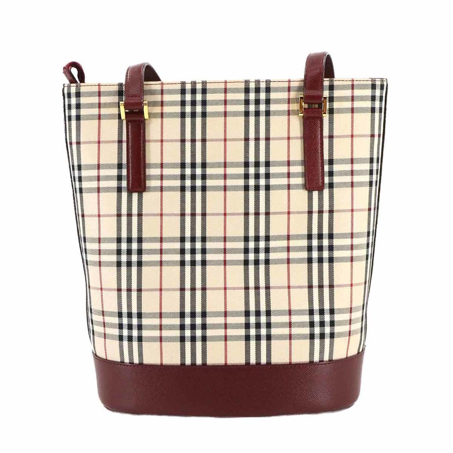 Burberry Bordeaux Tote Bag Leather Canvas Beige