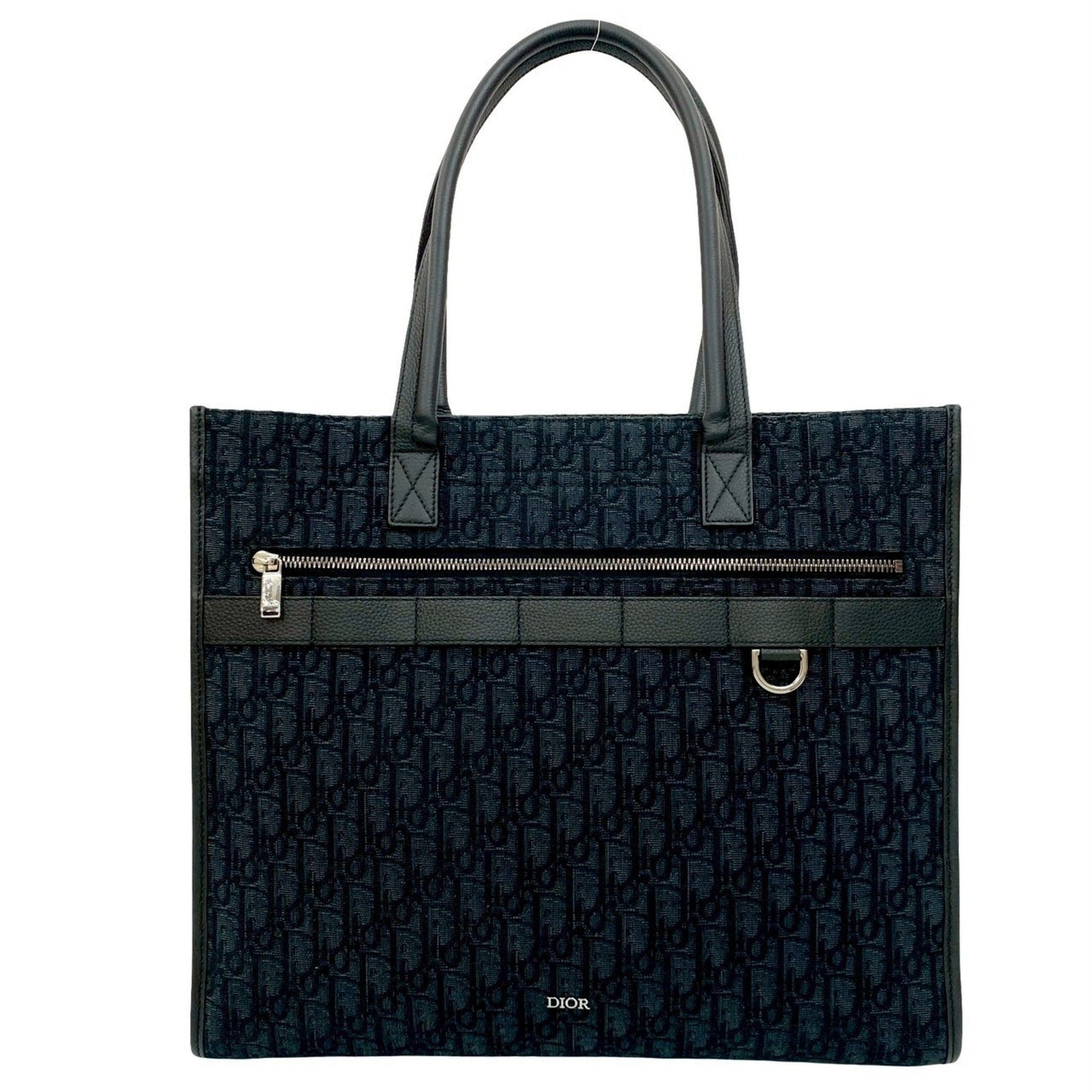 Dior Handbag Christian Tote Bag 2 Leather Canvas Black