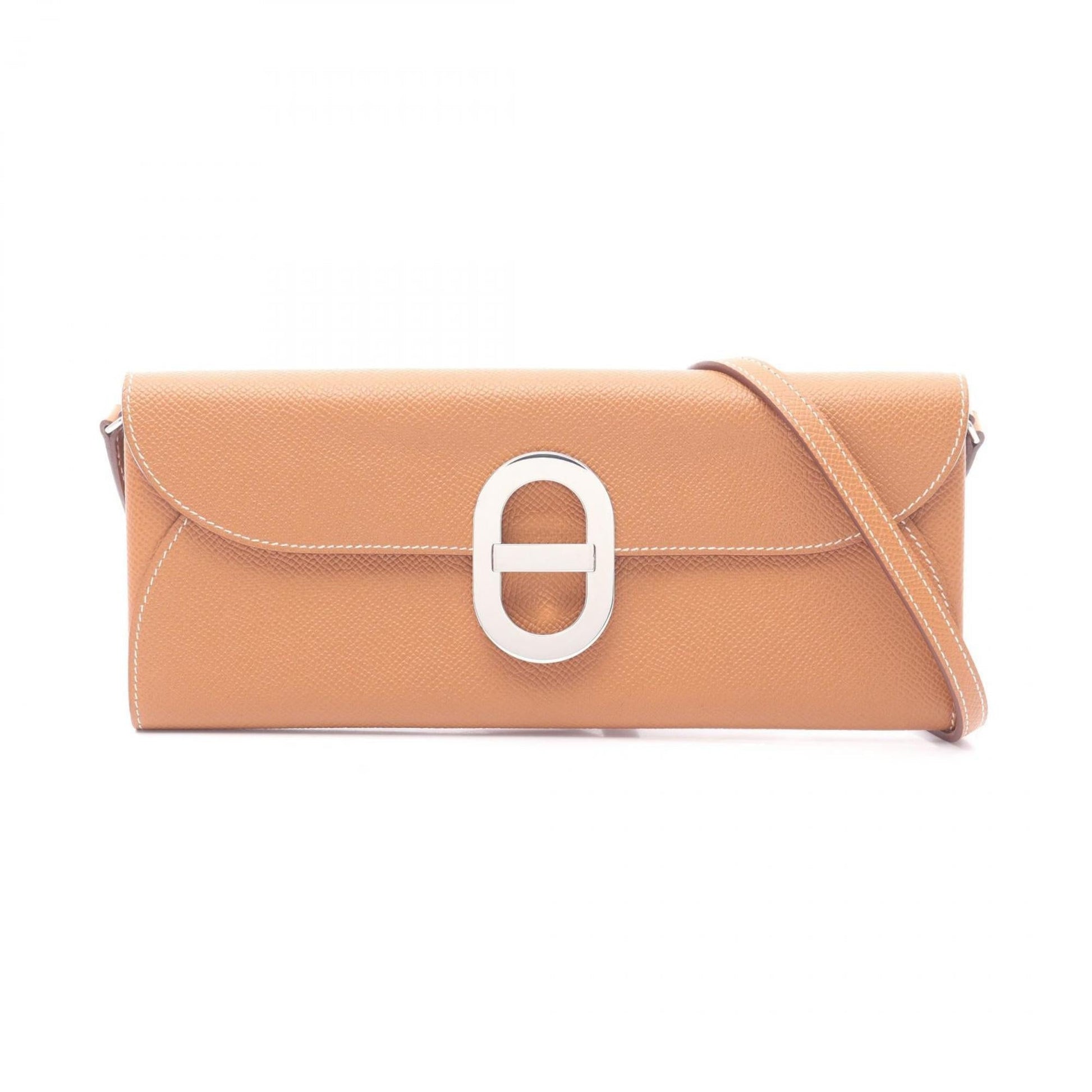 Hermes Epsom Shoulder Bag Leather Brown Gold