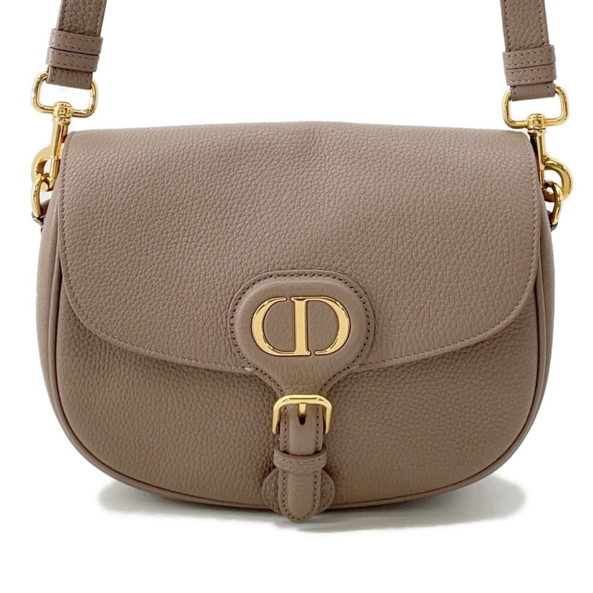 Dior Handbag Christian Grayish Shoulder Bag Leather