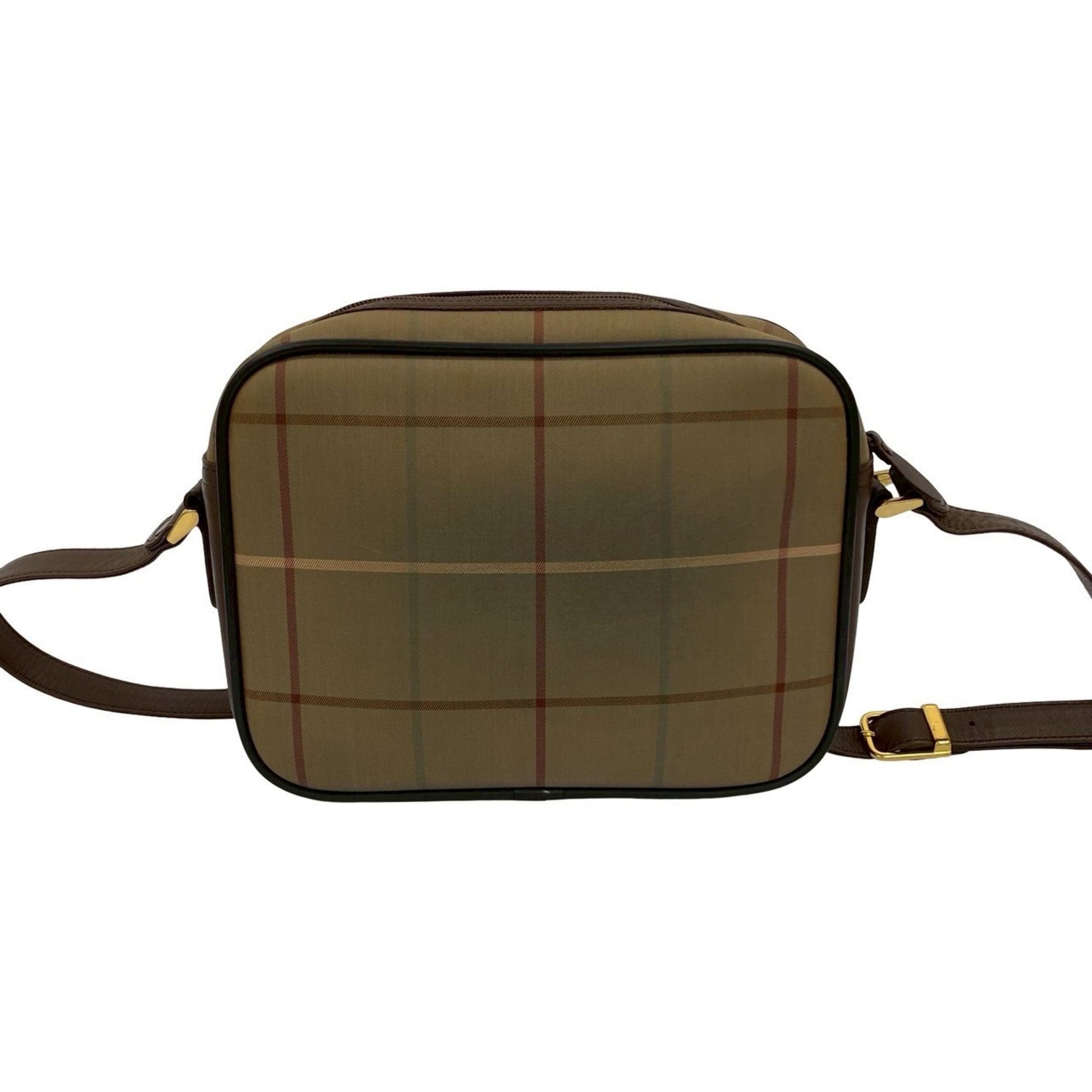 Burberry Khaki Shoulder Bag Leather Canvas Brown Shoulder Bag 6