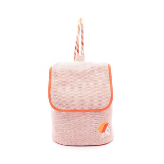 Hermes Multi Color Toile Chevron Backpack Canvas Orange