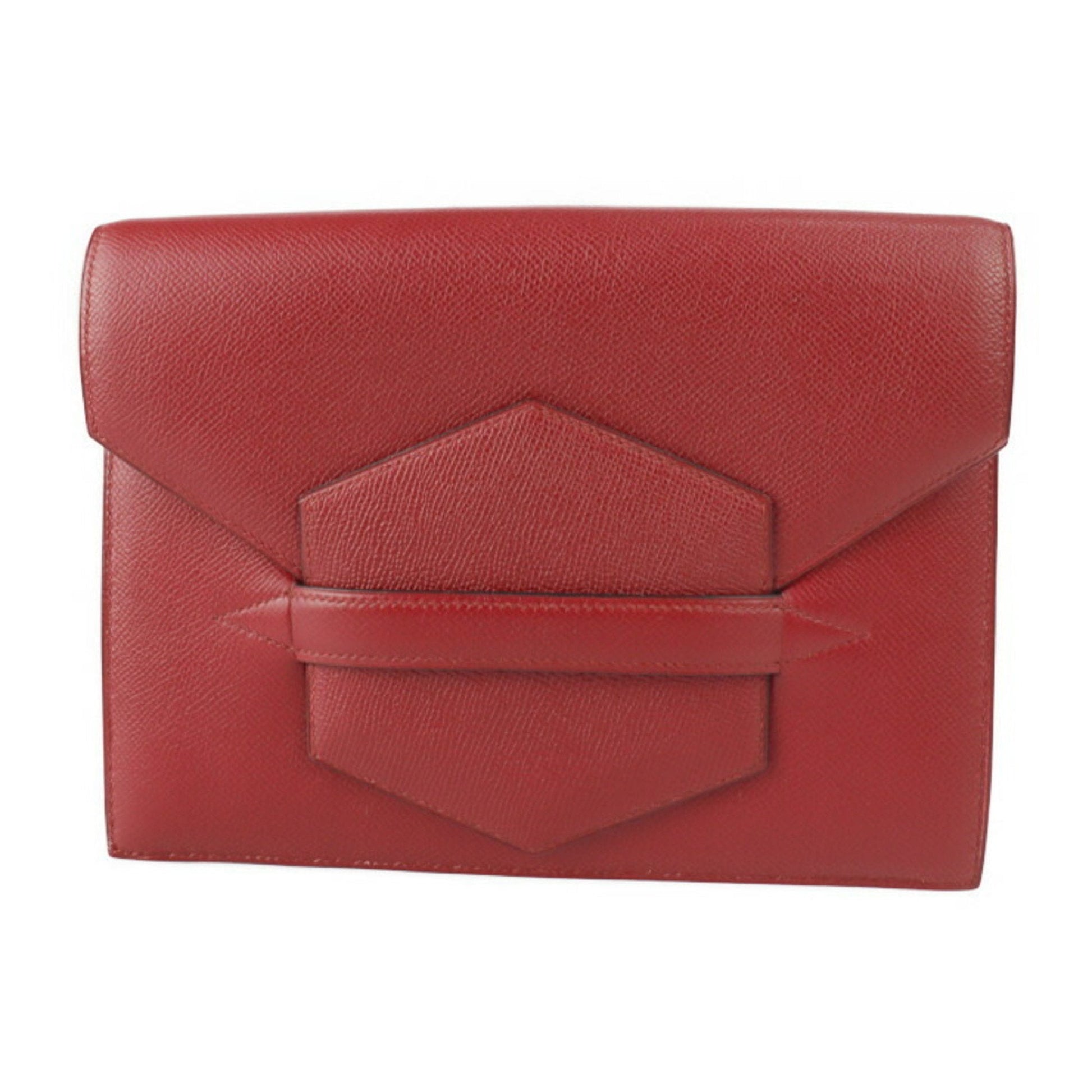 Hermes Color Courchevel Clutch Bag Leather Red