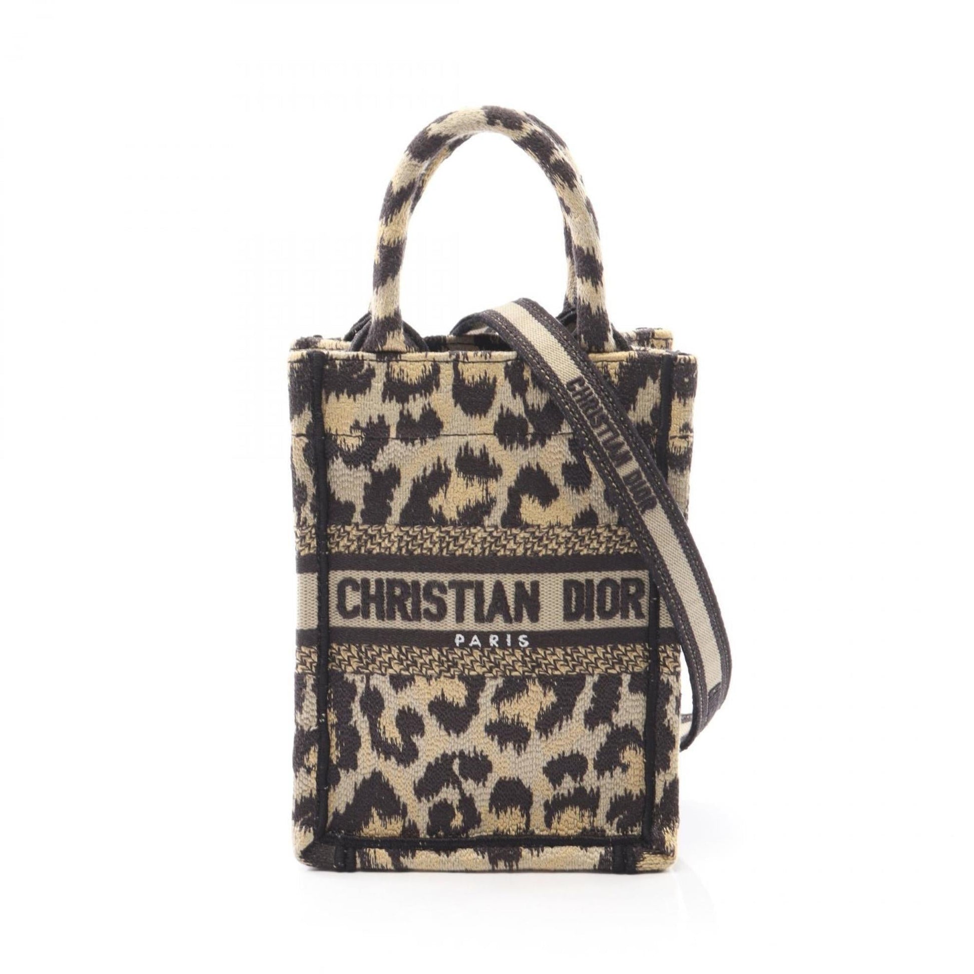 Dior Handbag Christian Tote Bag Canvas Black Beige