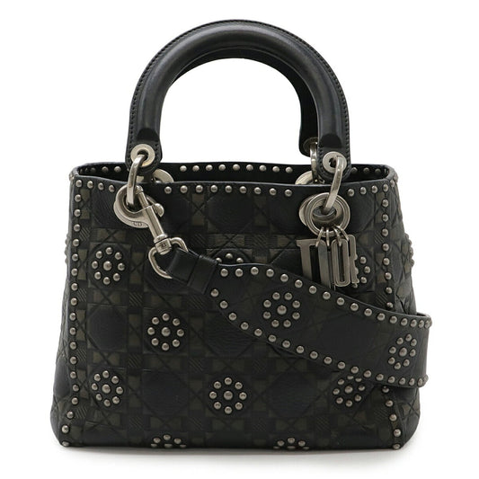 Dior Handbag Christian Khaki Shoulder Bag Leather Black Multicolor