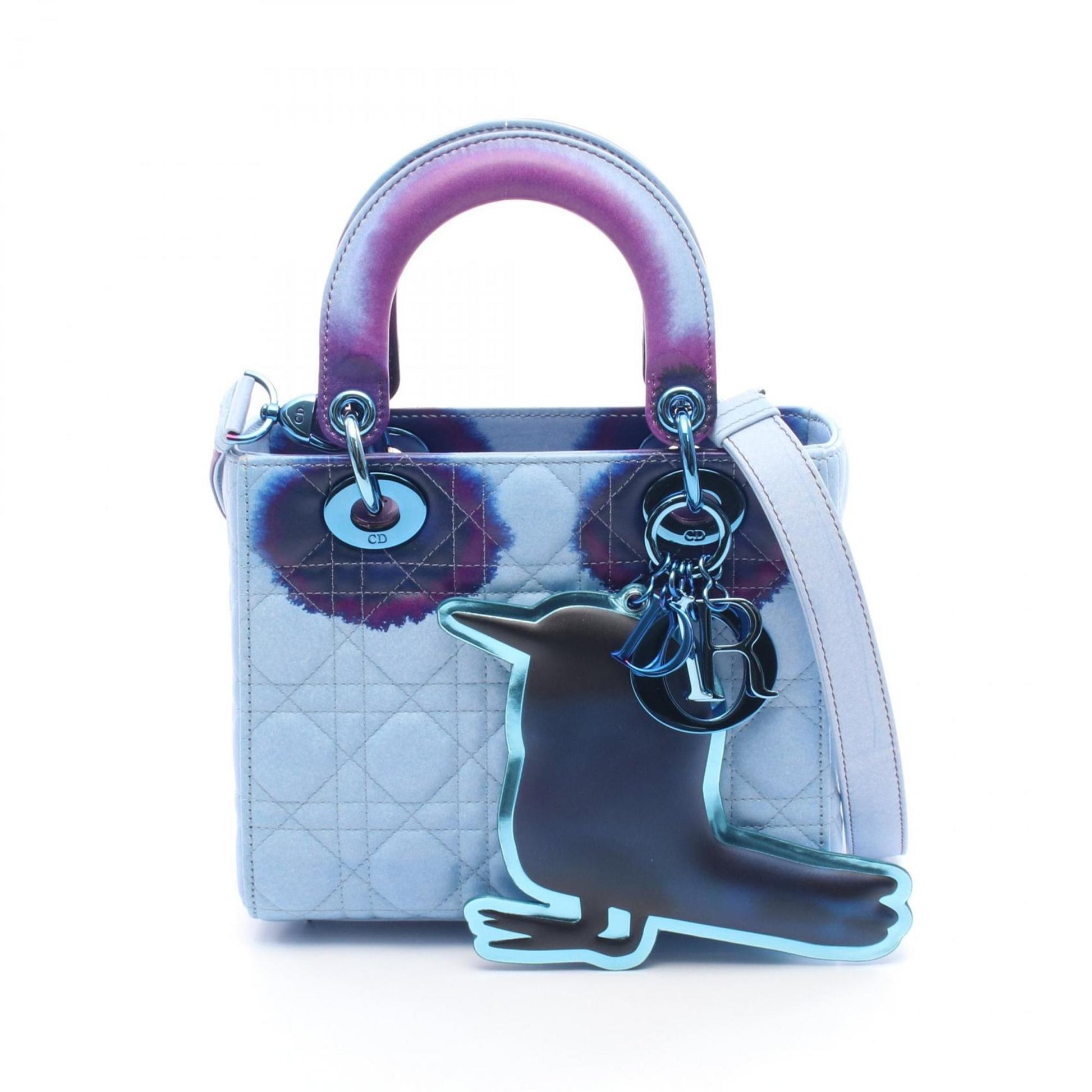 Dior Handbag Christian Leather Blue Purple