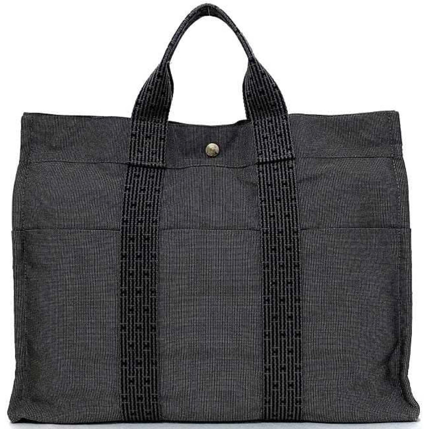 Hermes Her Line Tote Bag Canvas Gray Canvas Tote Bag