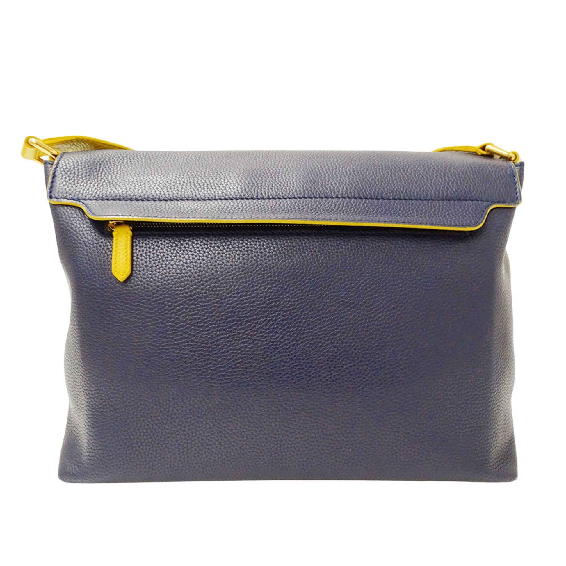 Burberry Shoulder Bag Leather Yellow Navy