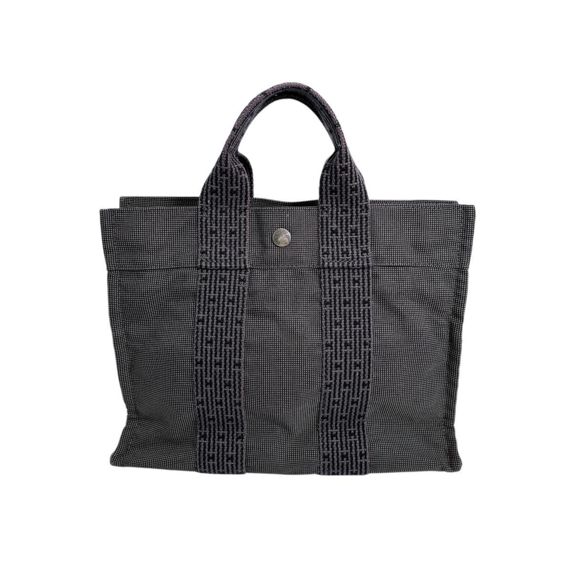 Hermes Her Line Tote Bag Canvas Gray Tote Bag 24