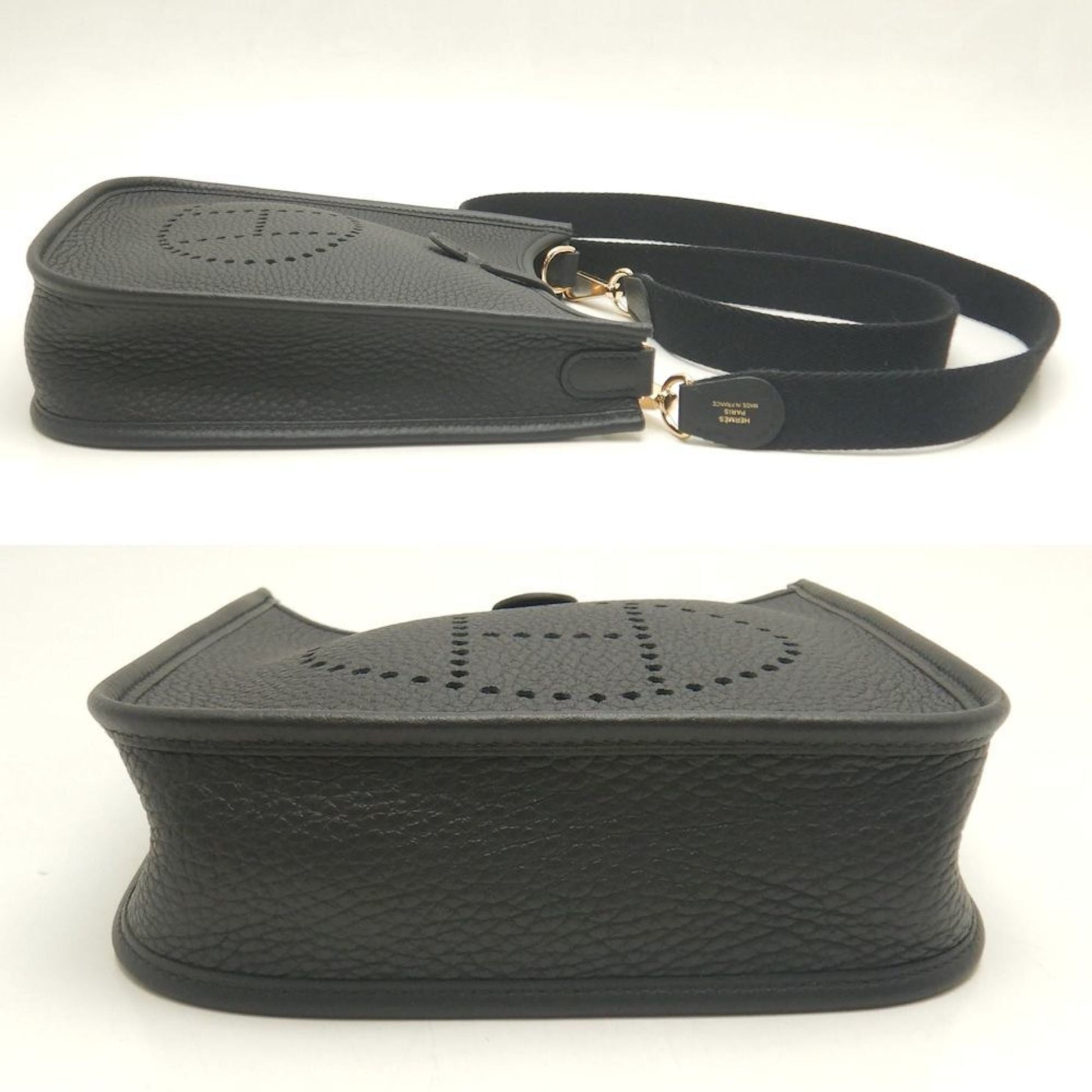 Hermes Evelyne Taurillon Clemence Shoulder Bag Leather Black Shoulder Bag 7