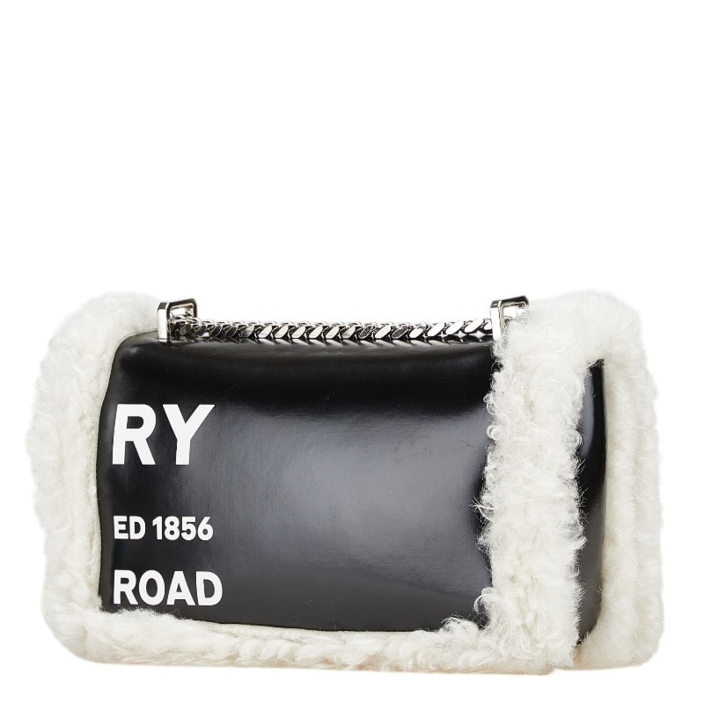 Burberry Shoulder Bag Leather Black White