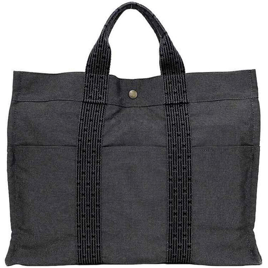 Hermes Her Line Tote Bag Canvas Gray Canvas Tote Bag