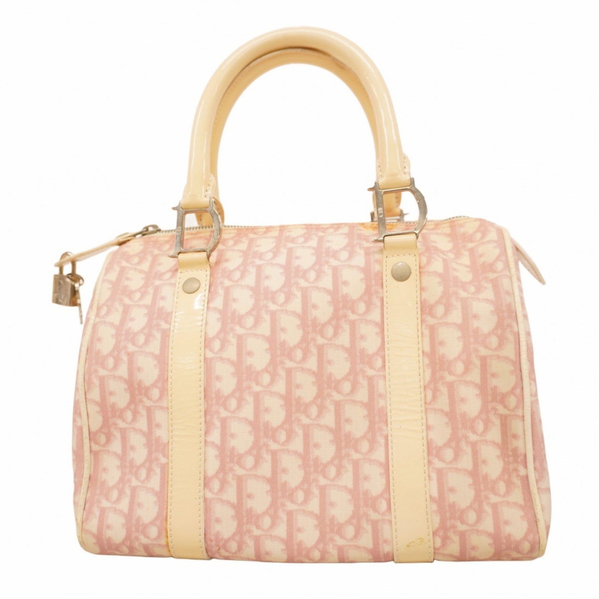 Dior Handbag Christian Ivory Pvc Pink Multicolor