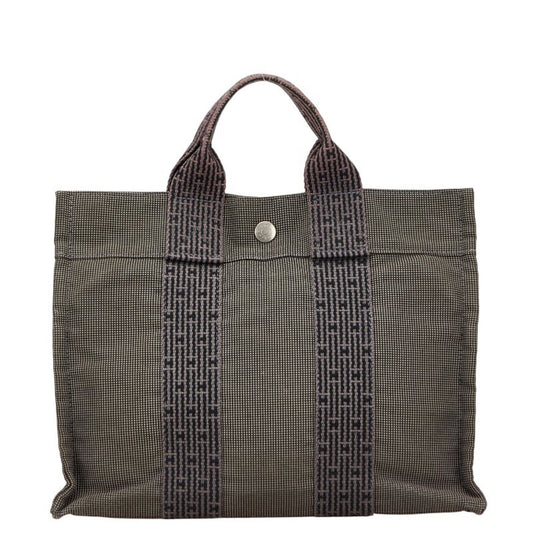Hermes Her Line Handbag Tote Bag Canvas Black Gray