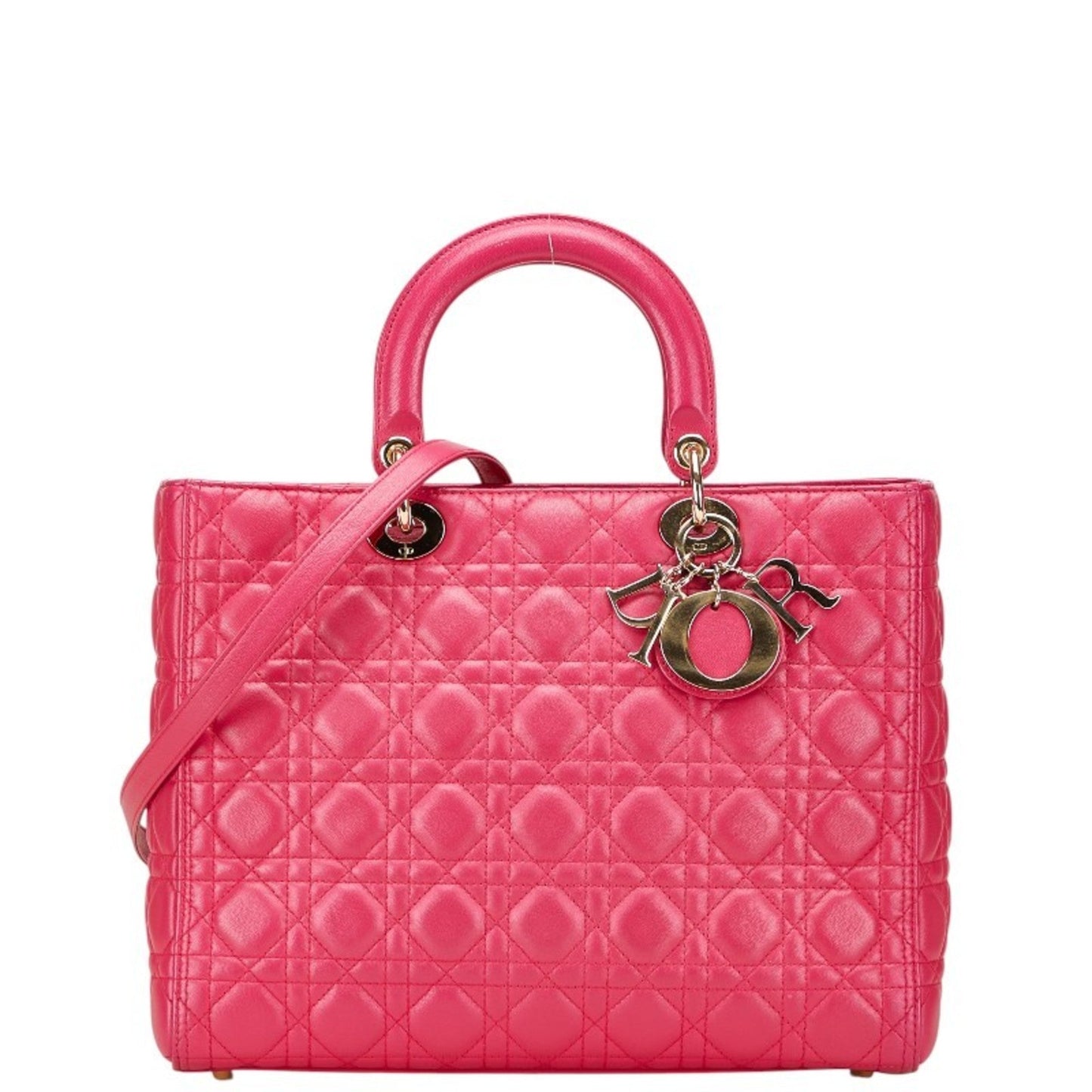 Dior Handbag Christian Lady Shoulder Bag Leather Pink
