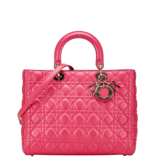 Dior Handbag Christian Lady Shoulder Bag Leather Pink