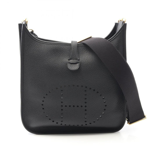 Hermes Evelyne Shoulder Bag Leather Black