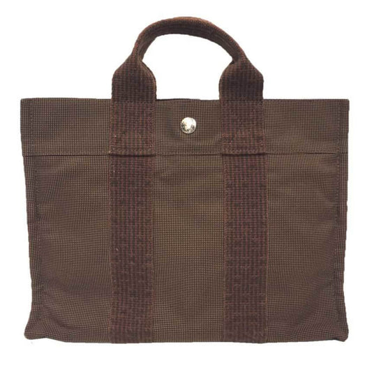 Hermes Tote Bag Canvas Nylon Brown Canvas Tote Bag