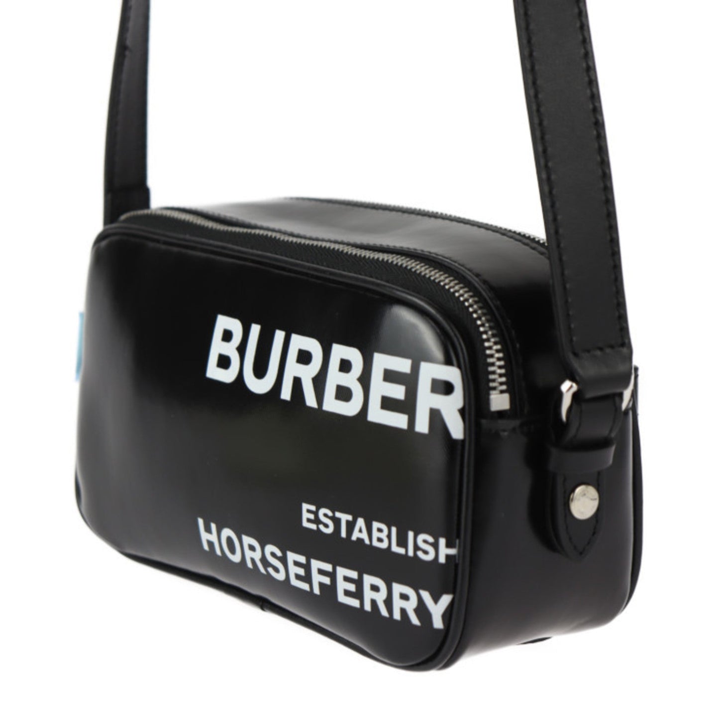 Burberry Coated Pochette Pouch Shoulder Bag Leather Canvas Black