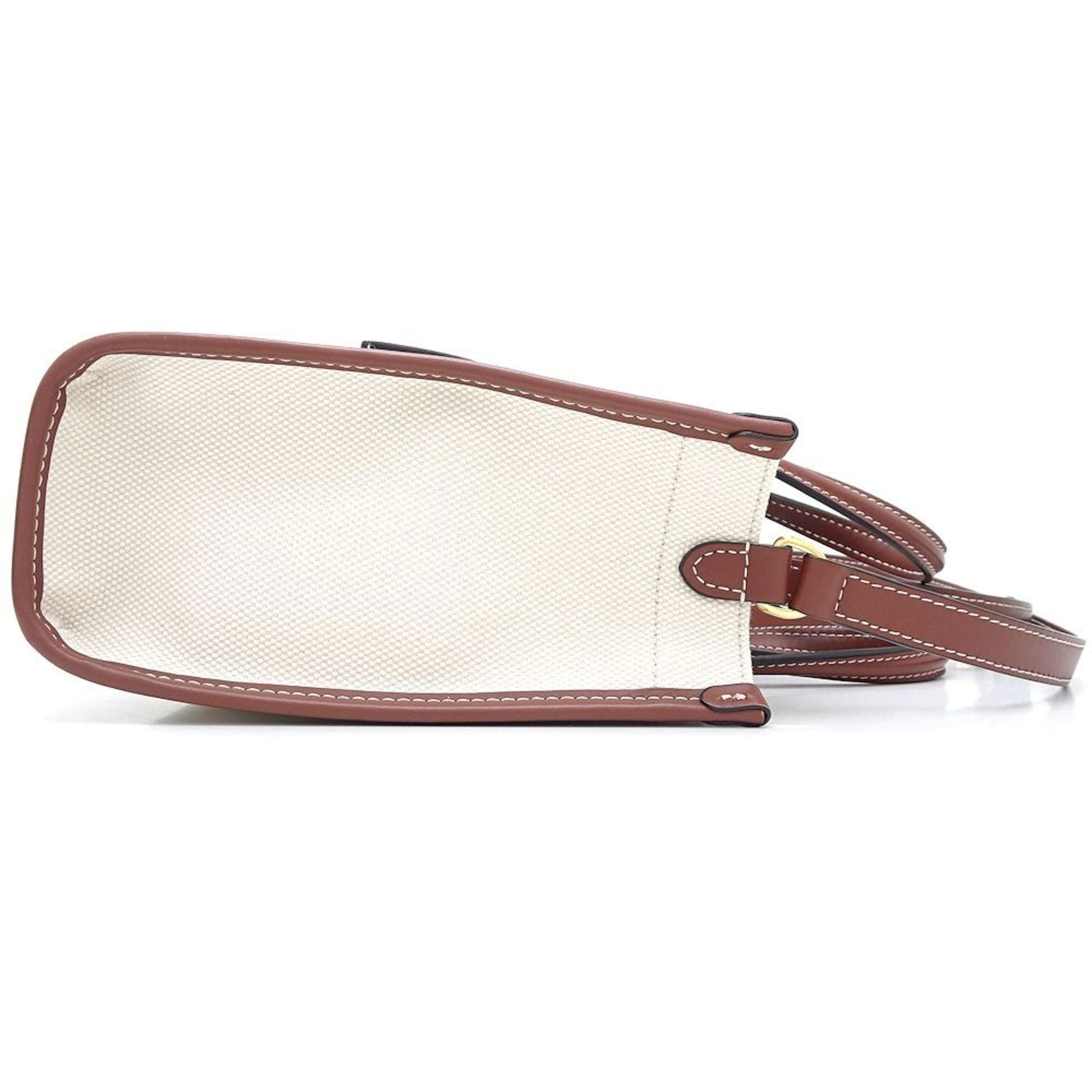 Burberry Ivory Shoulder Bag Leather Canvas Brown