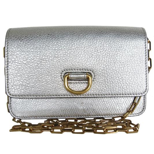 Burberry Shoulder Bag Leather Silver