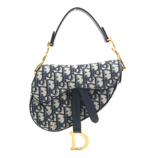 Dior Handbag Christian Saddle Bag Canvas Blue Navy