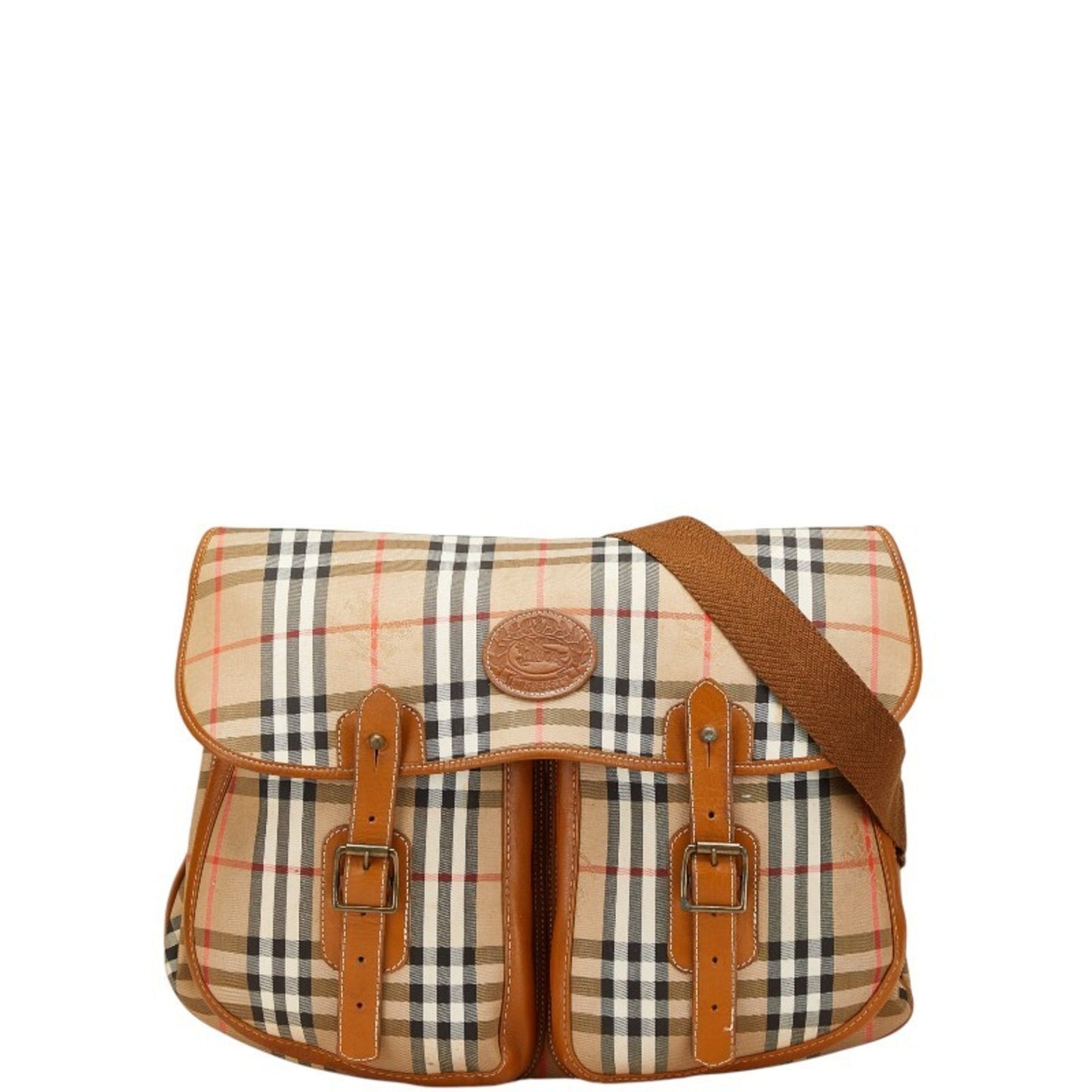 Burberry Multi Color Shoulder Bag Leather Canvas Beige Shoulder Bag 2