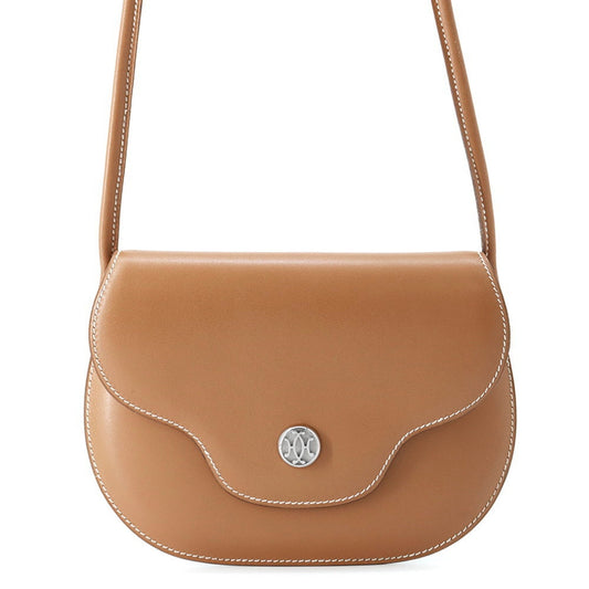 Hermes Box Calf Pochette Shoulder Bag Leather Brown